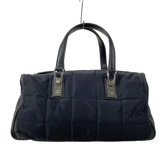 CHANEL Chocolate Bar Stitch - Black Nylon Leather Handbag - Picture 1 of 16